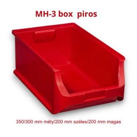    MH 3 BOX piros csavartartó műanyag tárolódoboz. (350mm mélység /200 mm szélesség/200 mm magassággal)